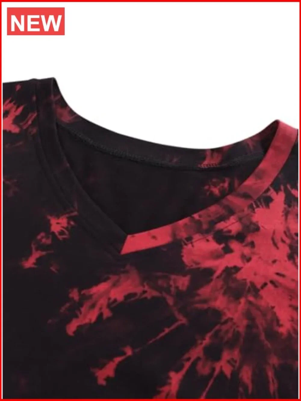 V-Neck Cap Sleeve Graphic Tee, 95% Cotton 5% Elastane, Loose Fit Summer Top - Picture 3 of 5